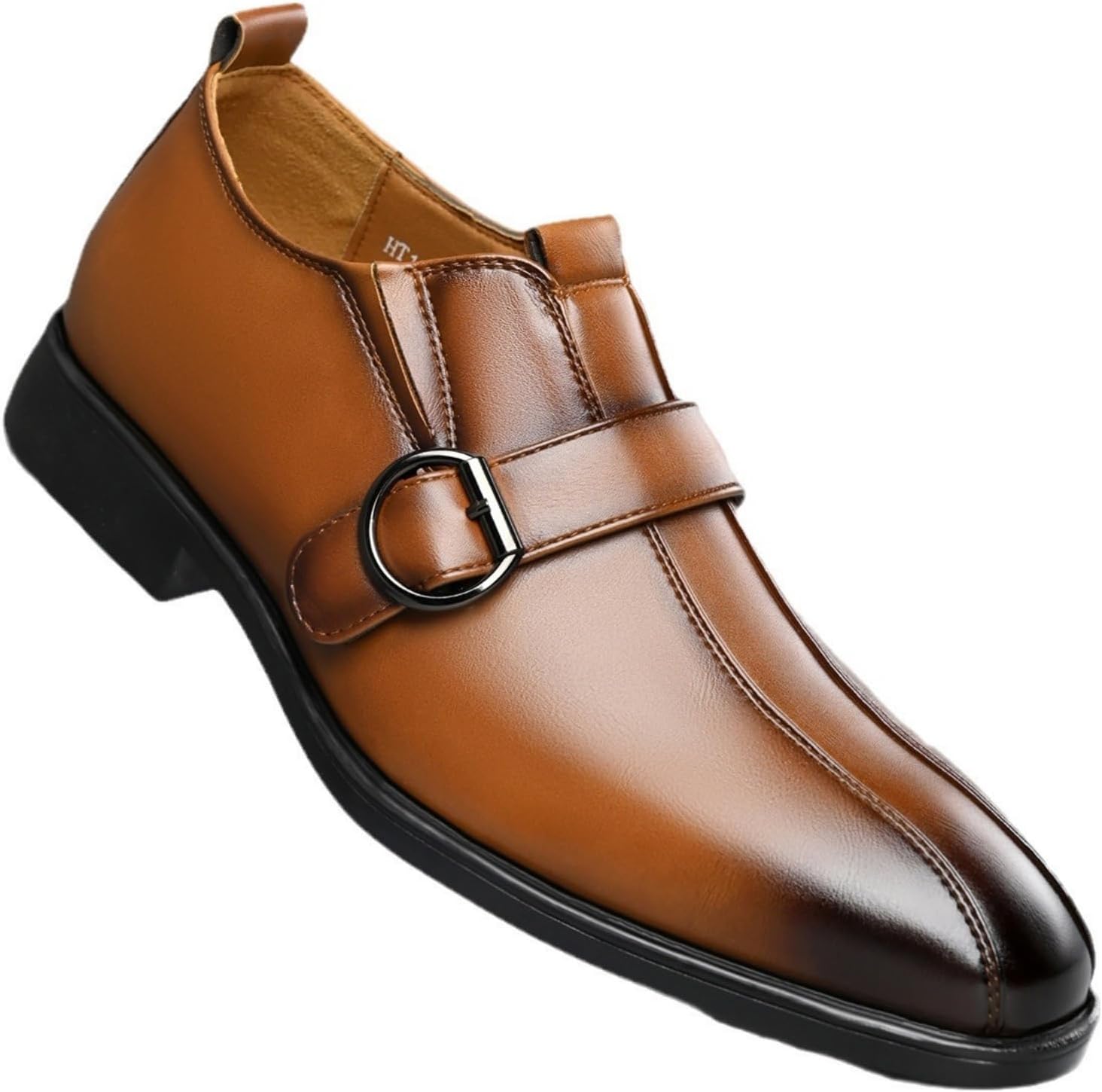 

Мужские ретро-лоферы на ремешке и пряжке, удобные, с заостренным носком, низким каблуком, из полированной кожи, формальные туфли под смокинг, модные бизнес-туфли оксфорды для официальных событий, деловых встреч и свадеб Qwuieoin, коричневый
