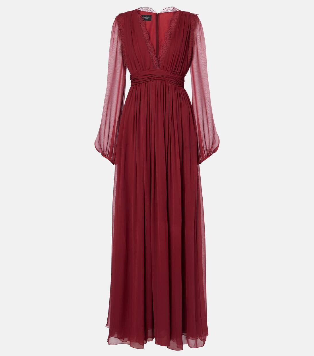 

Платье из шелкового жоржета с кружевной отделкой Giambattista Valli, цвет rouge/noir