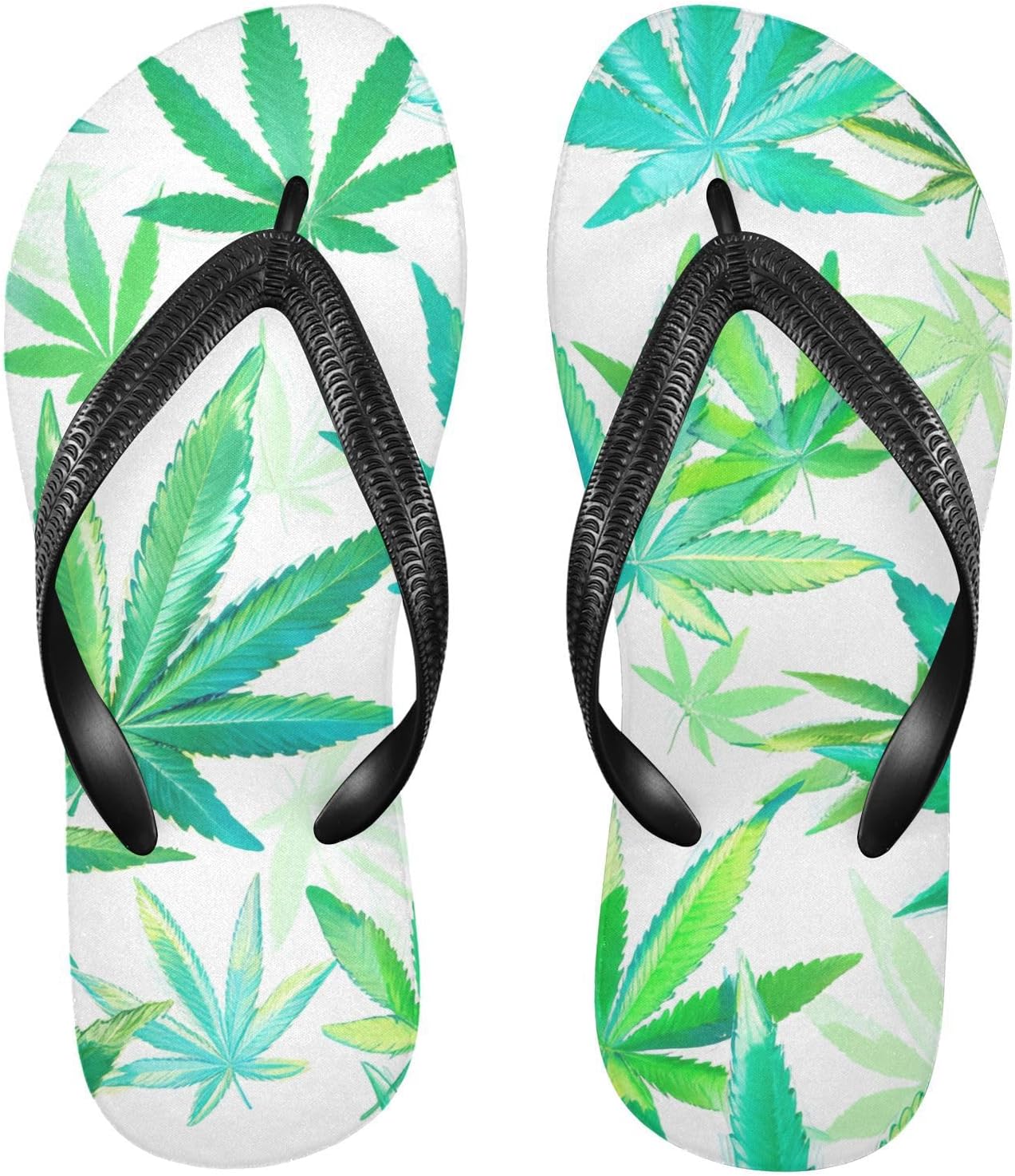 

Белые шлепанцы с бирюзовыми листьями, пляжные сандалии-вьетнамки, резинескользящие летние тапочки для женщин и мужчин Sinestour