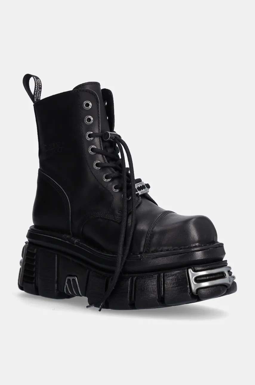 Кожаные байкерские ботинки Nomada Negro + Tower Negro Acero E14 New Rock, черный