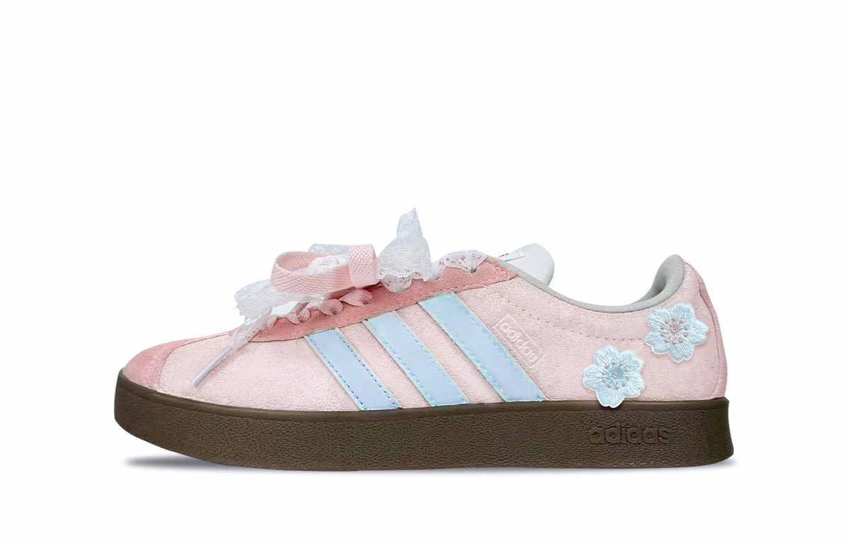 

Кроссовки для скейтбординга VL Court Lifestyle two tone floral charm anti slip wear resistant low top unisex Adidas Neo, розовый