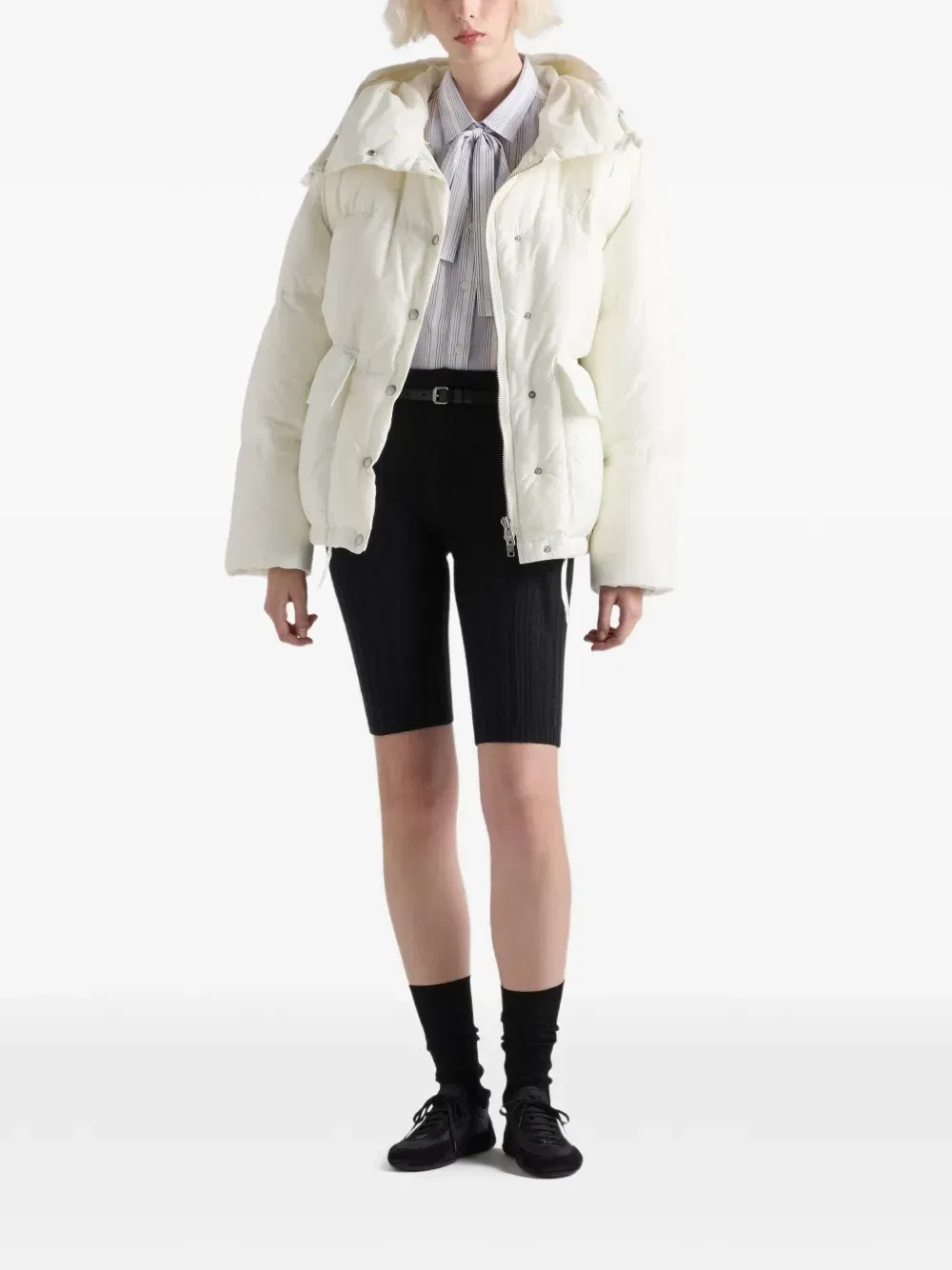 Короткие леггинсы из шерсти и кашемира Prada, синий — фото 2