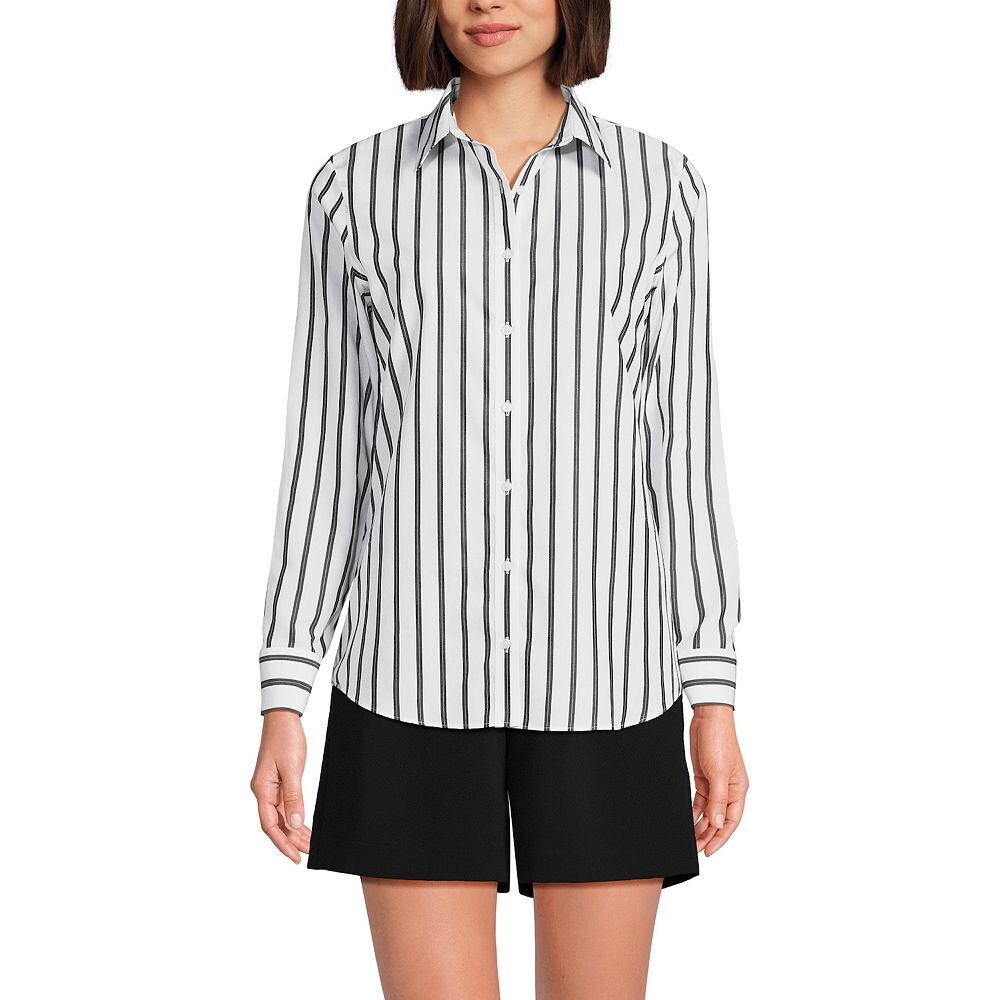 

Женская хлопковая рубашка Lands End без утюга Supima Lands' End, цвет Black Dual Stripe