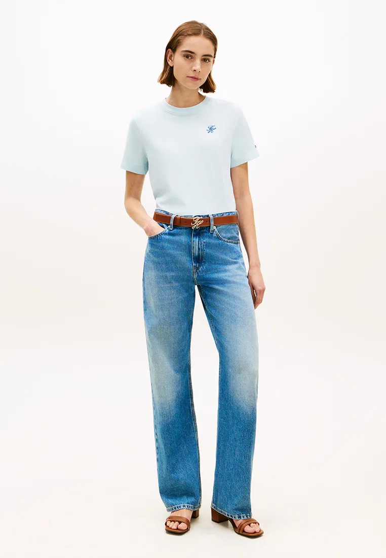 Футболка с вышивкой логотипа, круглый вырез, TH Mainline Tommy Hilfiger, синий — фото 4