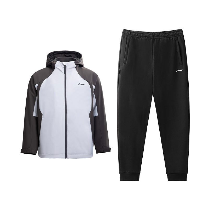 

Li-Ning Casual Sportswear Men's, water drop серый/obsidian серый top+черный pants