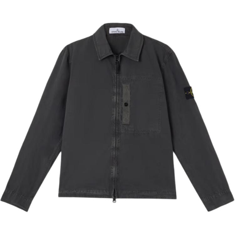 STONE ISLAND Застёгивающаяся на молнию рубашка-куртка с нашивкой компас, Carbon Black — фото 4