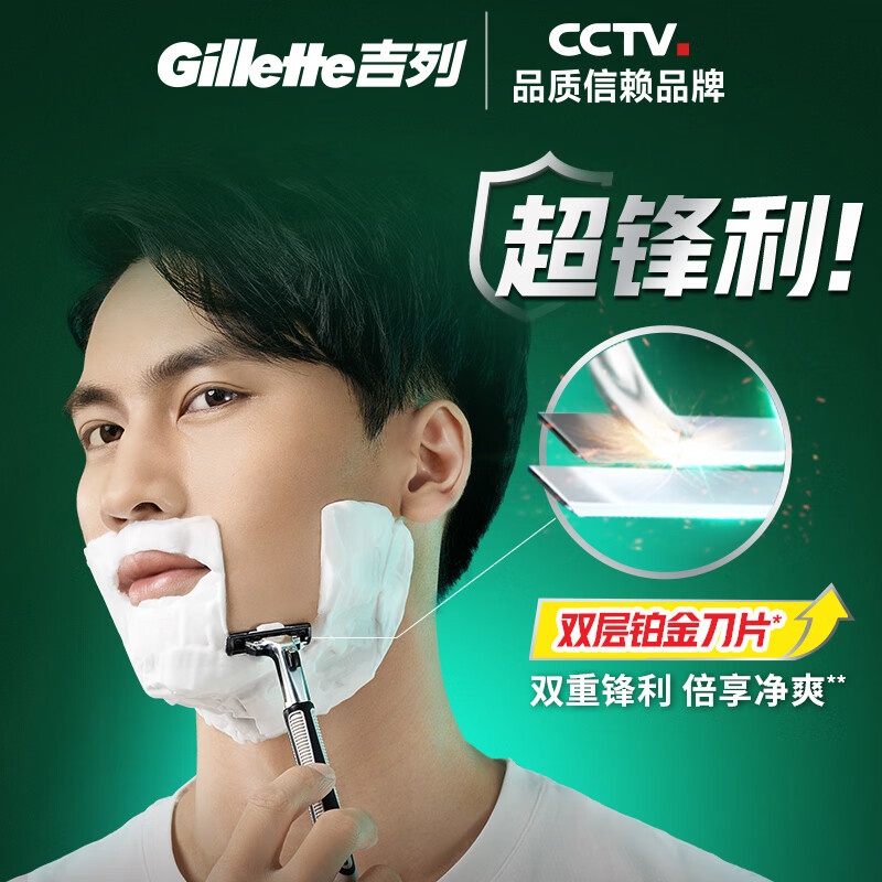 Мужская бритва Manual Razor Edge с двойным лезвием для ухода за кожей Gillette — фото 3