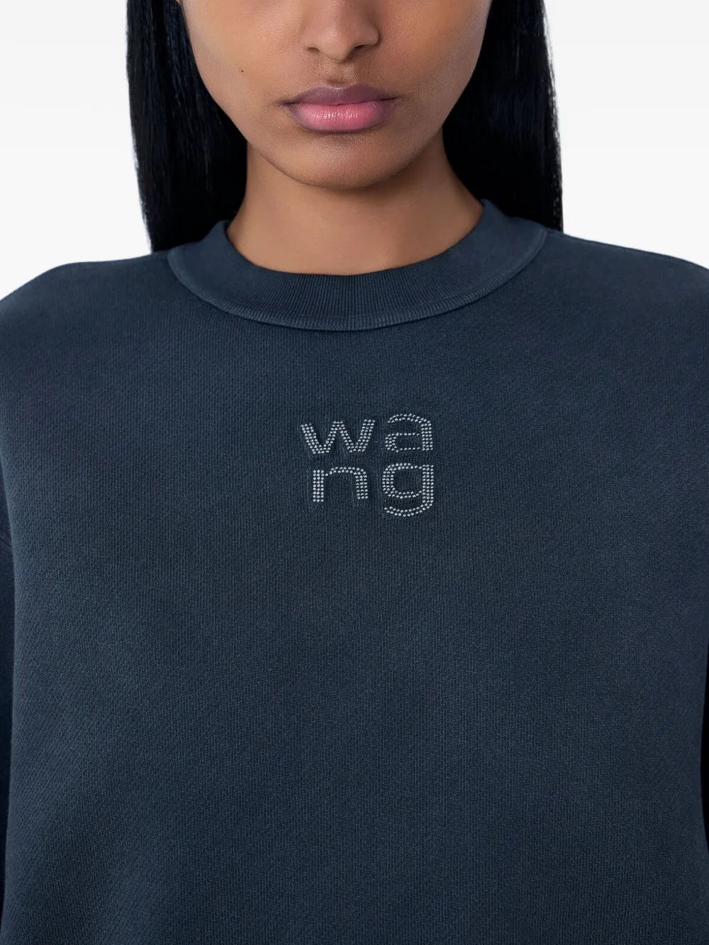 Свитшот с вышитым логотипом Alexander Wang, серый — фото 4