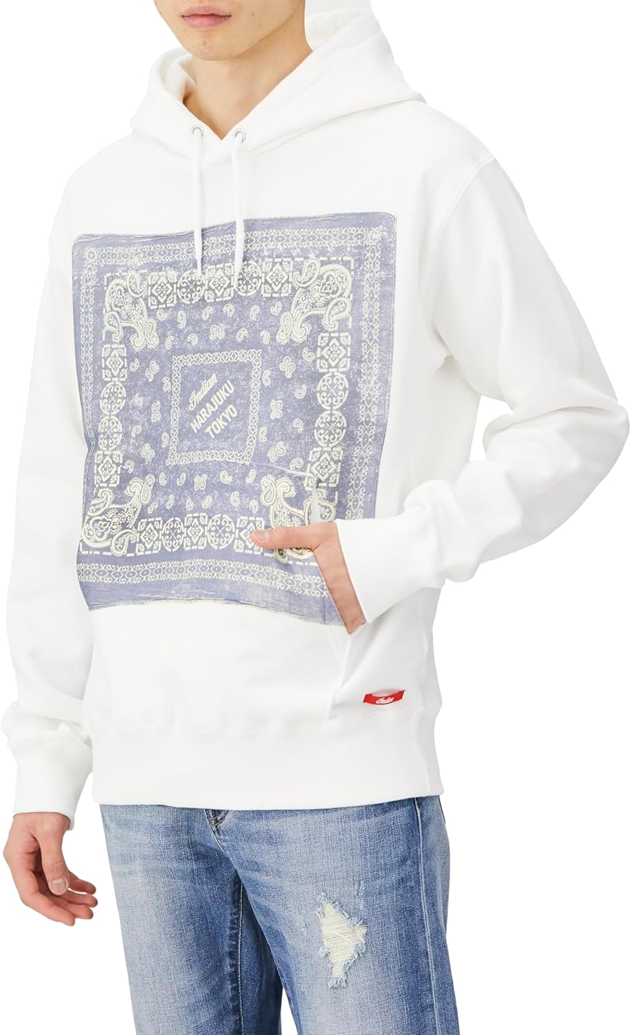 

Толстовка с капюшоном, винтажный принт банданы Indian, белый