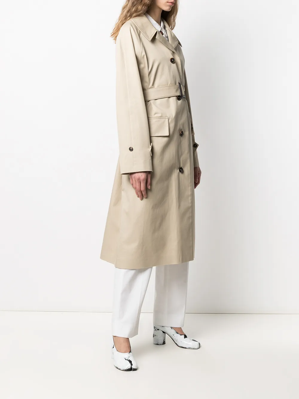 Однобортное пальто с заостренными лацканами Maison Margiela, бежевый — фото 3
