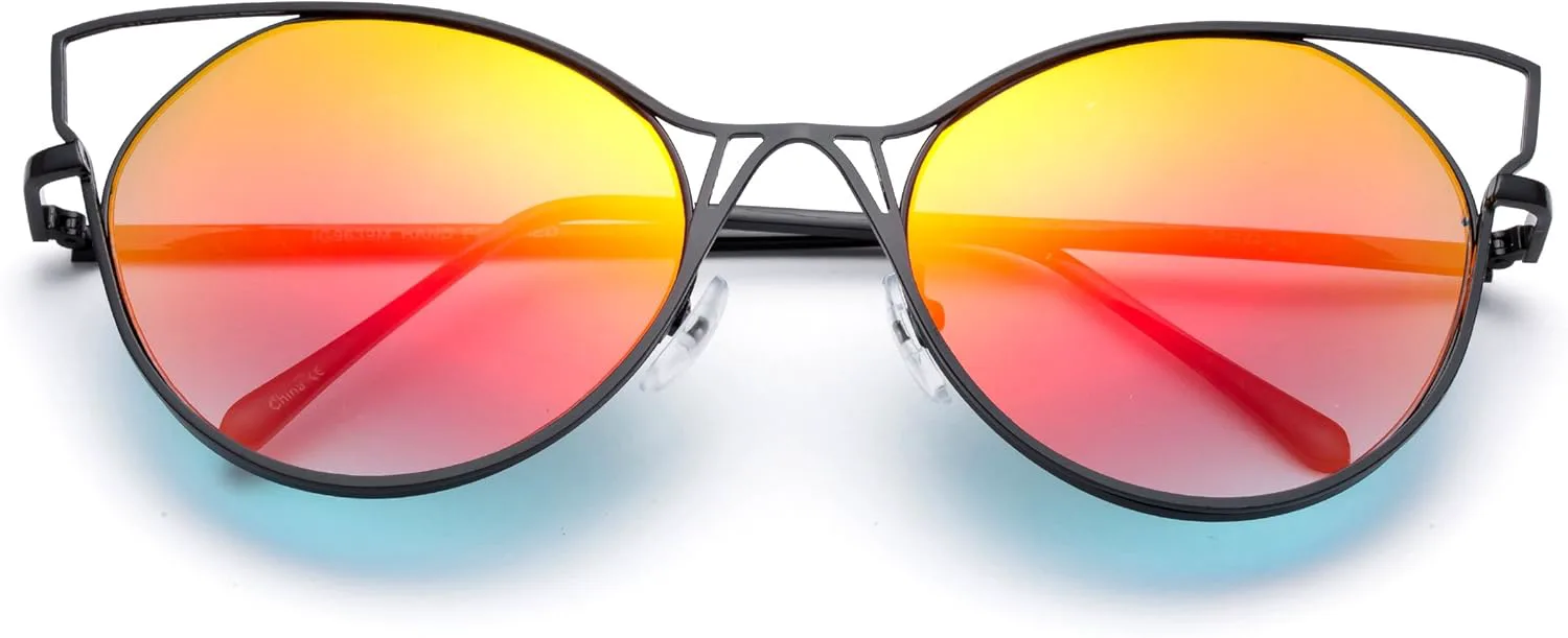 

Newbee Fashion - Современные геометрические солнцезащитные очки-«кошачий глаз» с линзами в форме «кошачий глаз» для женщин Newbee Fashion Sunglasses, Black/Orange