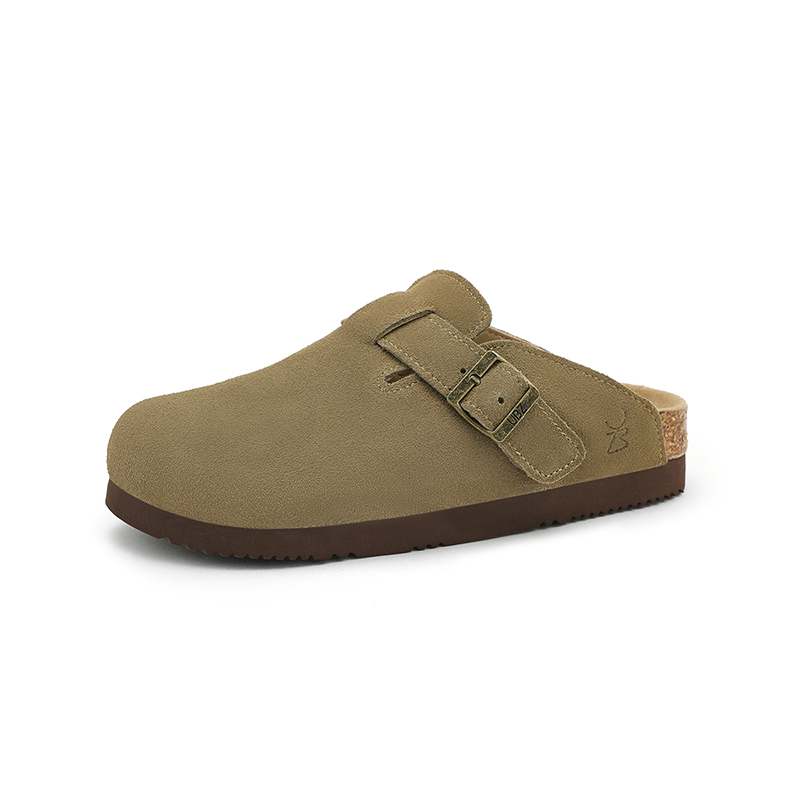 UBZ Закрытые тапочки женские - зеленый лен коричневый, цвет Green Linen Brown