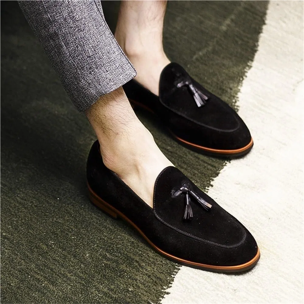Лоферы мужские, повседневные, бренд неизвестен, модель Tassel Loafers, черный DHFIRUFSHLO — фото 3