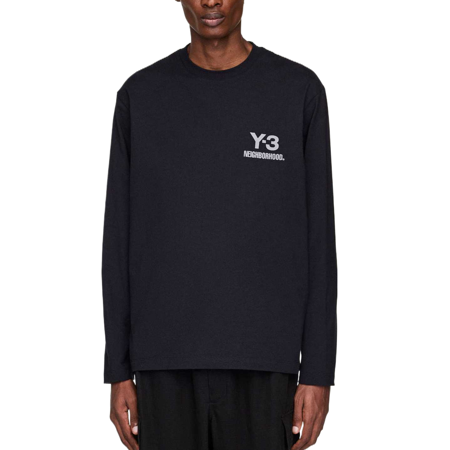 Футболка Y 3 X Neighborhood с принтом логотипа, длинный рукав Y-3, черный — фото 4