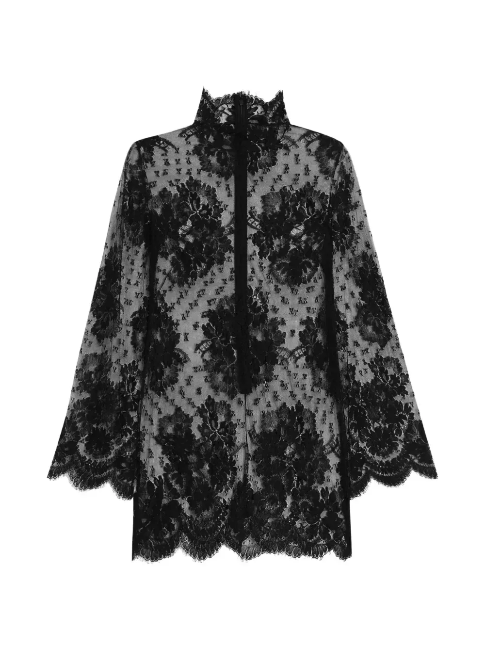 Кружевное платье с высоким воротником Dolce & Gabbana, черный