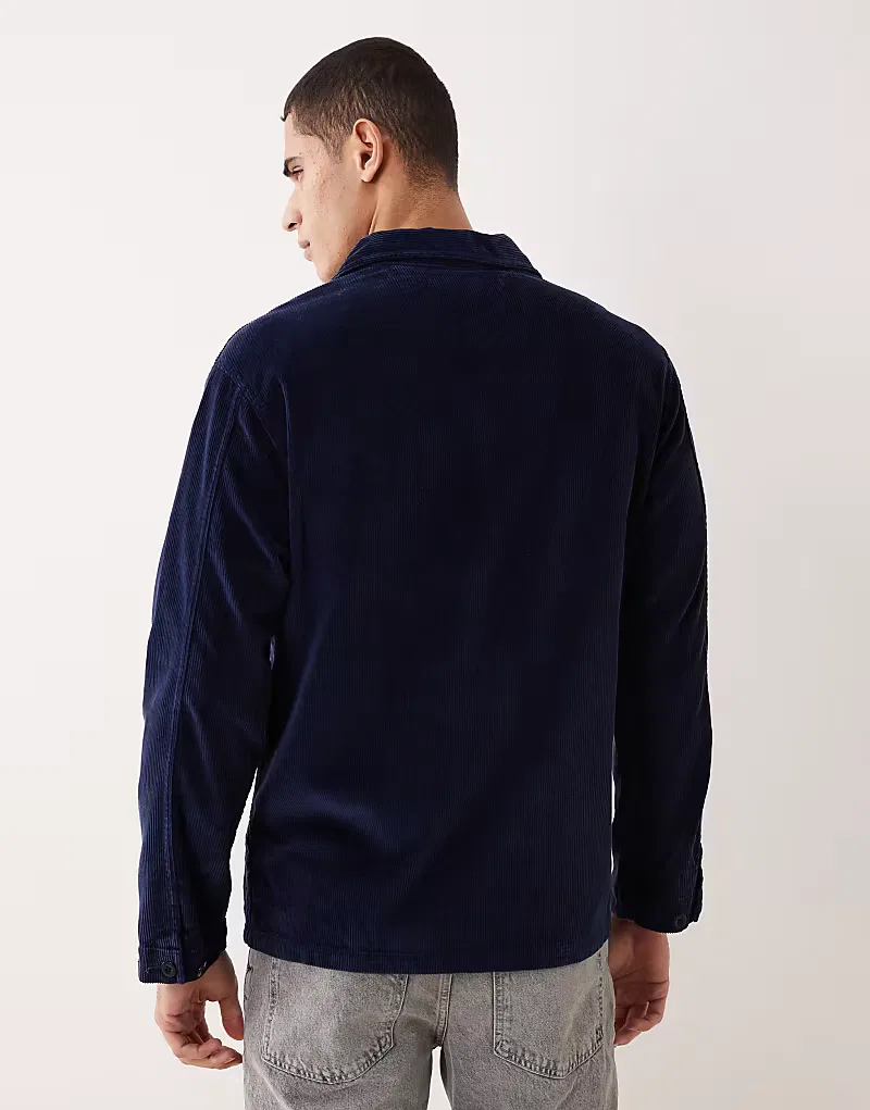 Рубашка-куртка Polo Ralph Lauren Osbars на молнии вельветовая, темно-синий — фото 3