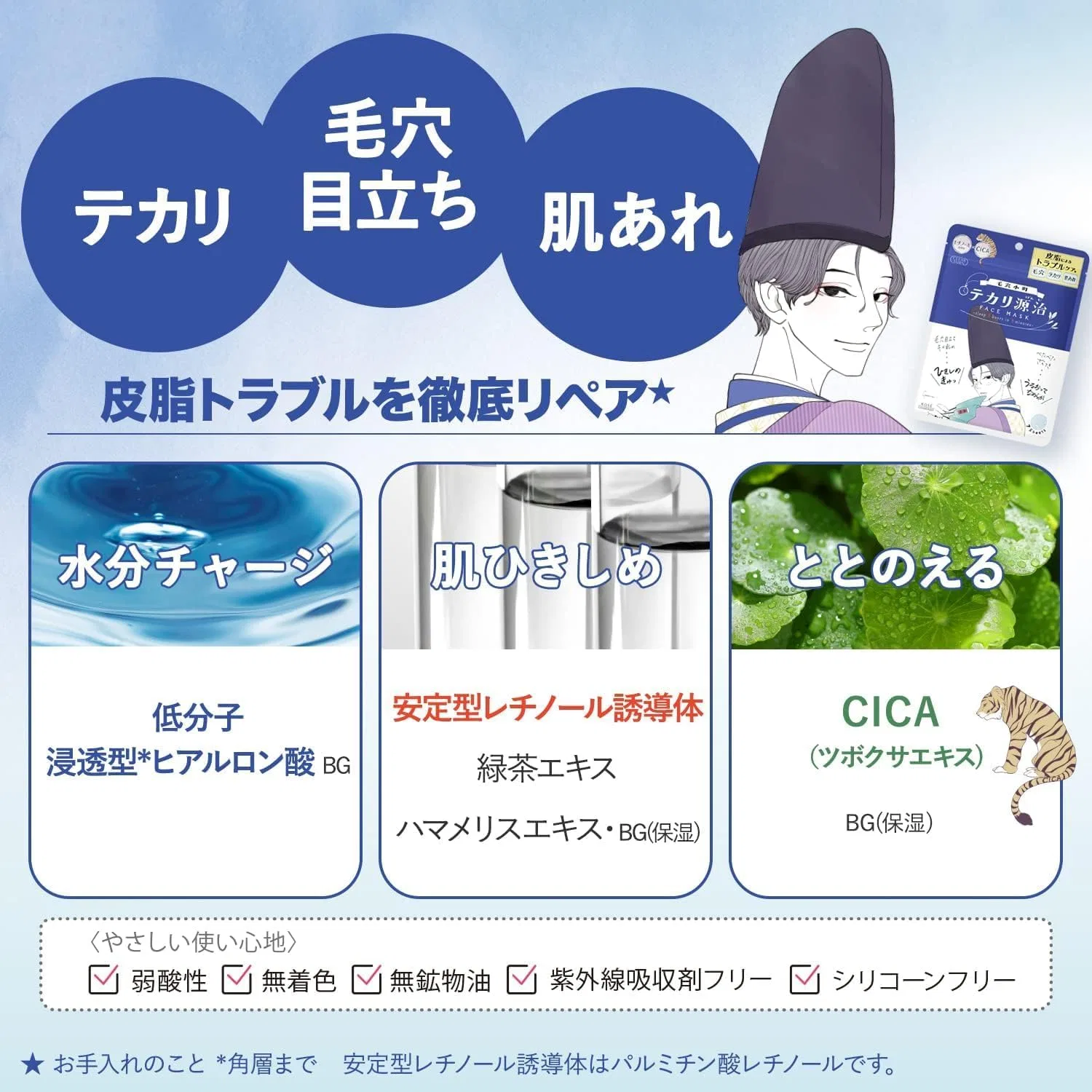 Набор Kunutonn — Маска для лица листовая Clear Turn Poana Komachi Genji Shine Mask, 7 шт., набор из 6 — фото 4