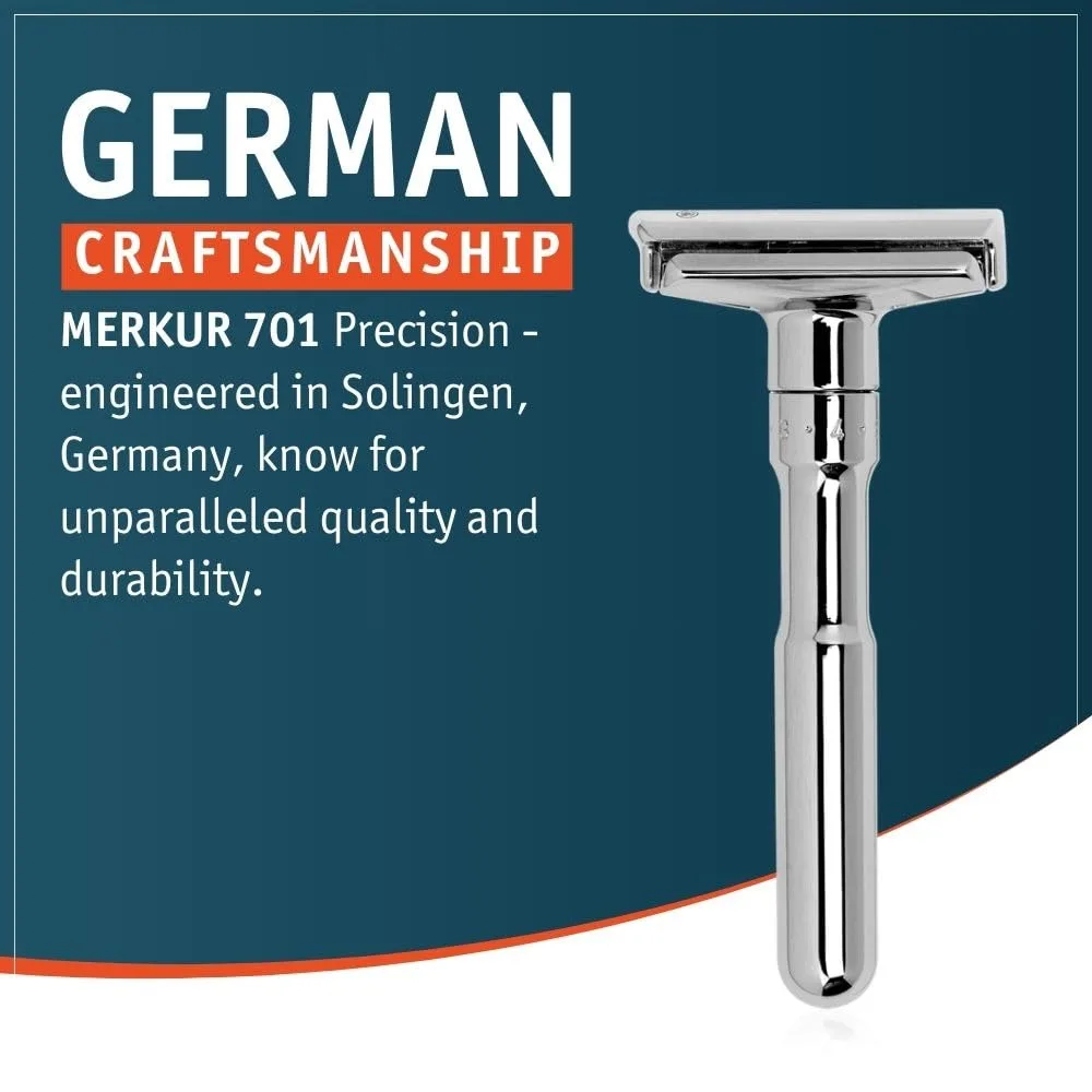 Merkur Futur 701 регулируемая бритва с двойным лезвием - яркий хром, Bright Chrome — фото 4