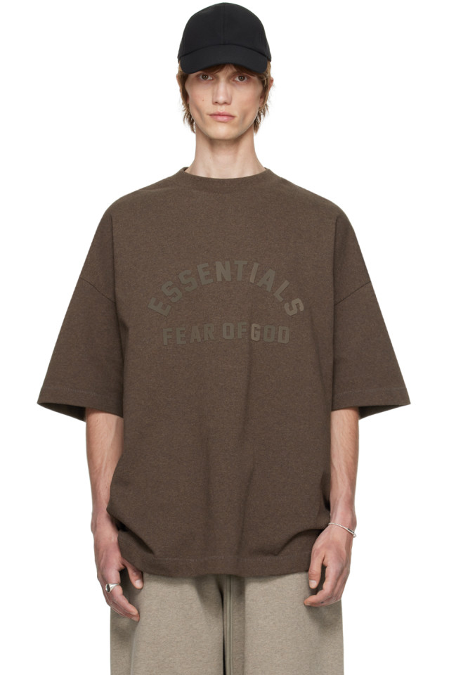

Футболка с бондингом Fear Of God Essentials, цвет heather wood
