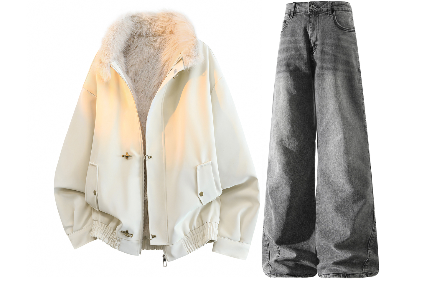 

Повседневный спортивный костюм Unisex с лацканом Lapel Moderate X1617, оранжевый top+черный and серый fleece jeans