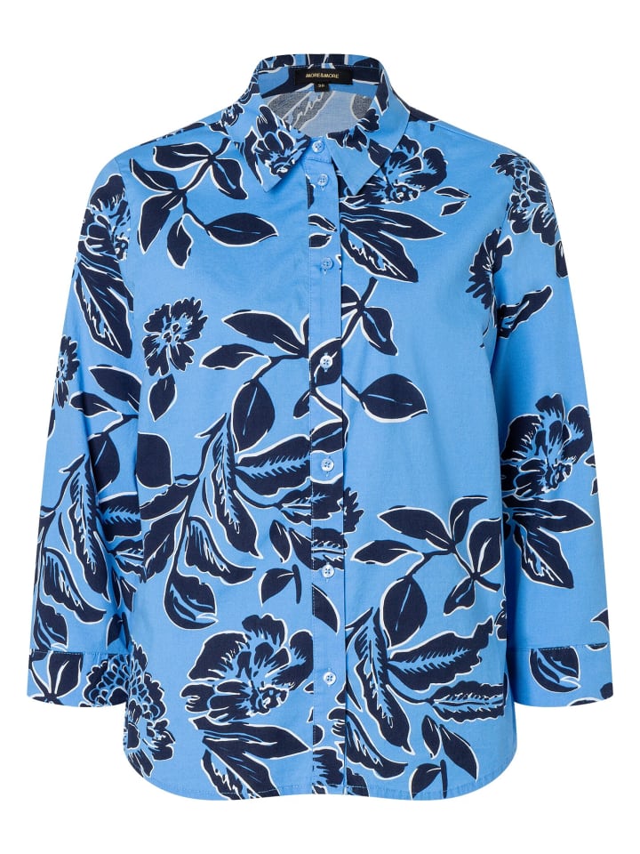 

Блузка-рубашка с принтом в виде теневых цветов, средне-синяя More & More