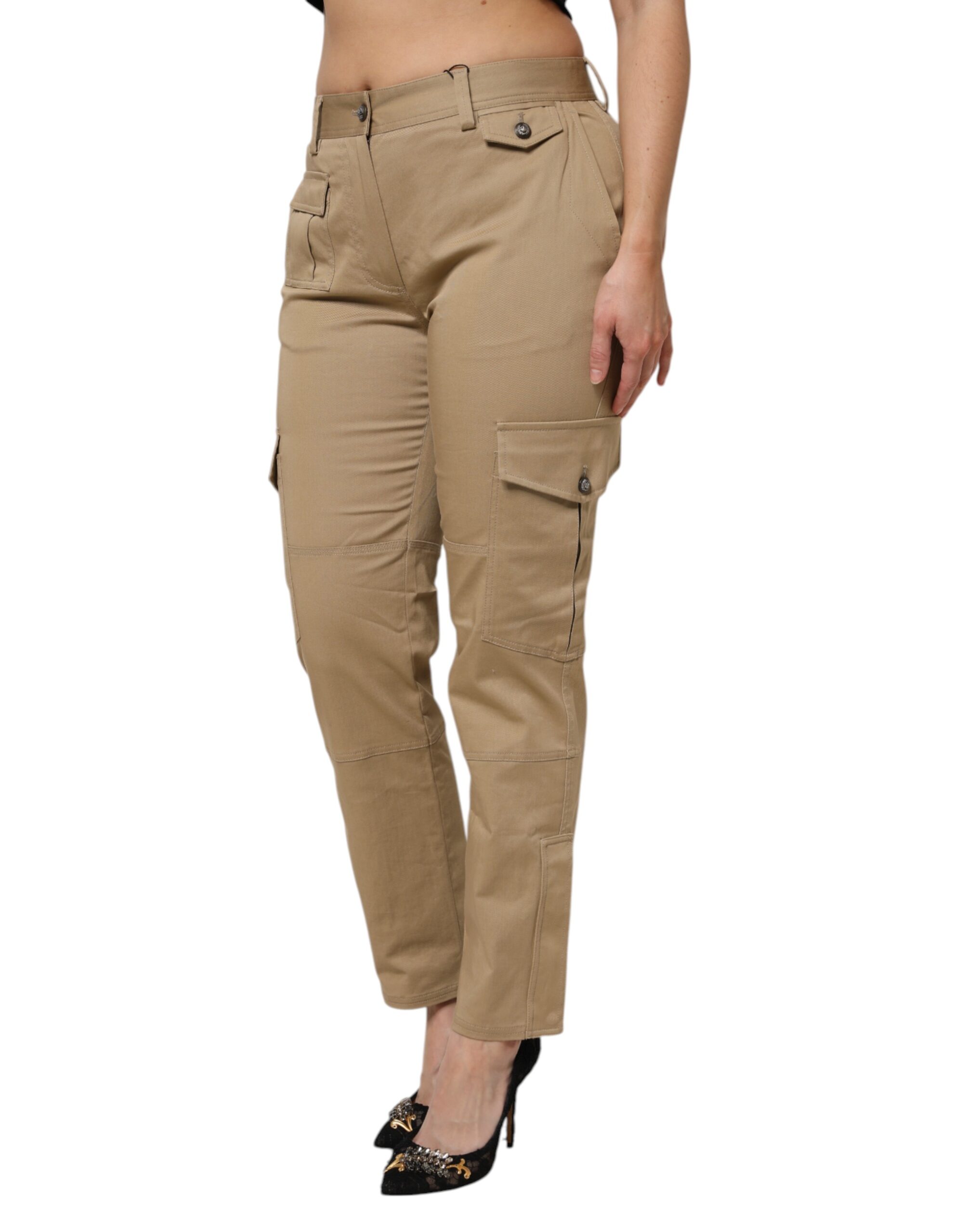 Коричневые хлопковые зауженные брюки-карго Dolce & Gabbana, Brown — фото 2