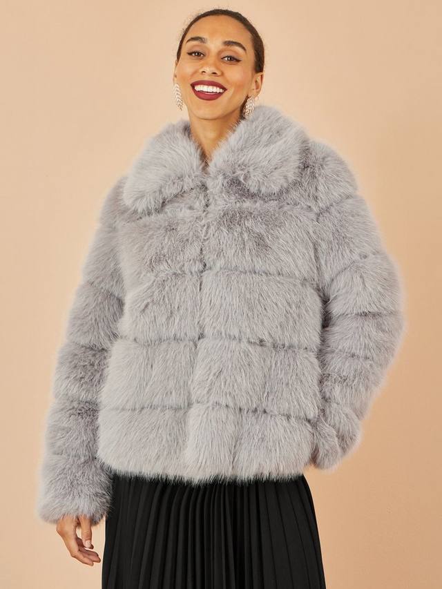 

Пальто с роскошным воротником из искусственного меха Yumi, Grey