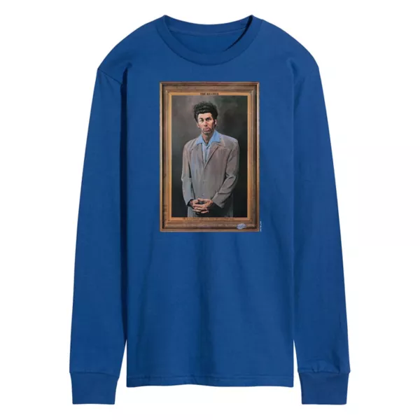 

Мужская футболка с длинным рукавом и принтом Seinfeld Kramer Portrait Licensed Character, синий