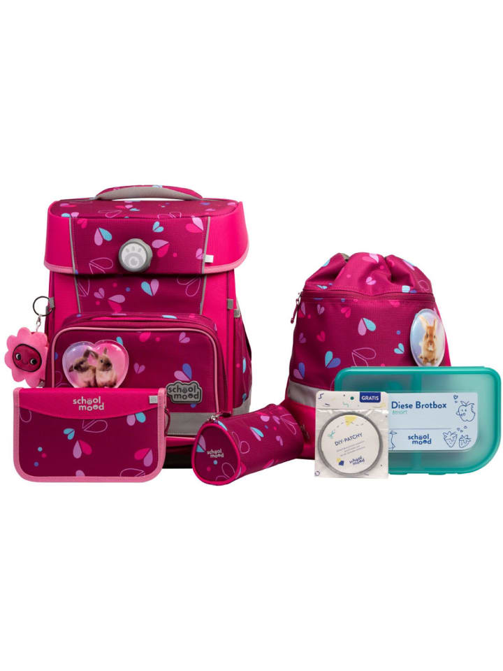 

SCHOOL-MOOD Набор школьных сумок Champion Pro Klara с изображением кролика, 7 предметов, красно-розовый