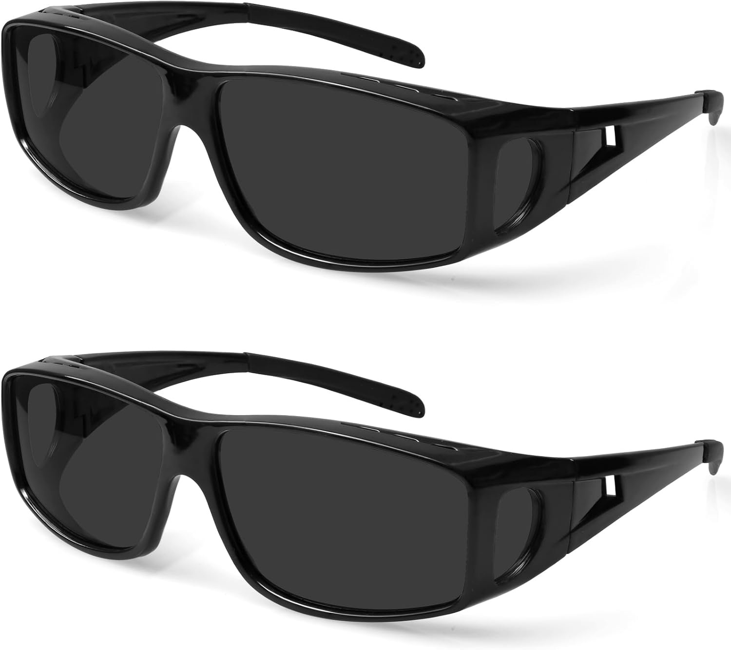 

Солнцезащитные очки с поляризованными линзами, надеваемые поверх обычных очков, обеспечивают 100% защиту от УФ-излучения. Подходят для мужчин и женщин Yogo Vision, 2 Pack: Black Frame With Grey Lens