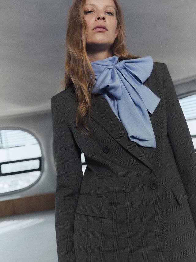 

Терьяки чек дабл брестед куртка Mango, Grey