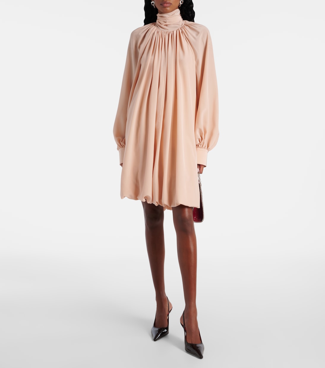 Мини-платье из шелкового шифона с открытой спиной и сборками Stella McCartney, Rose — фото 2