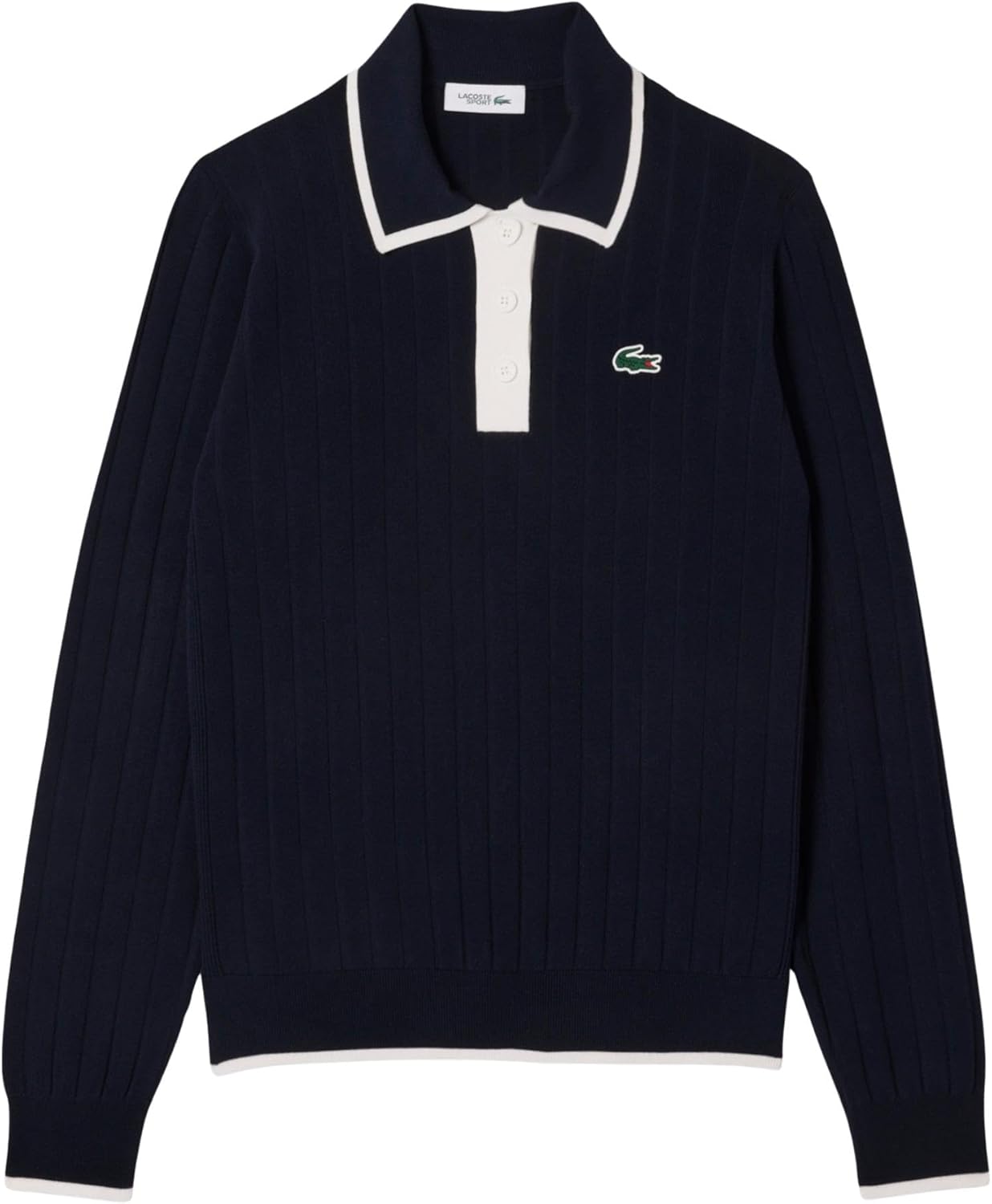 

Lacoste женский поло с воротником, эластичный гольф-свитер, Navy Blue/Flour