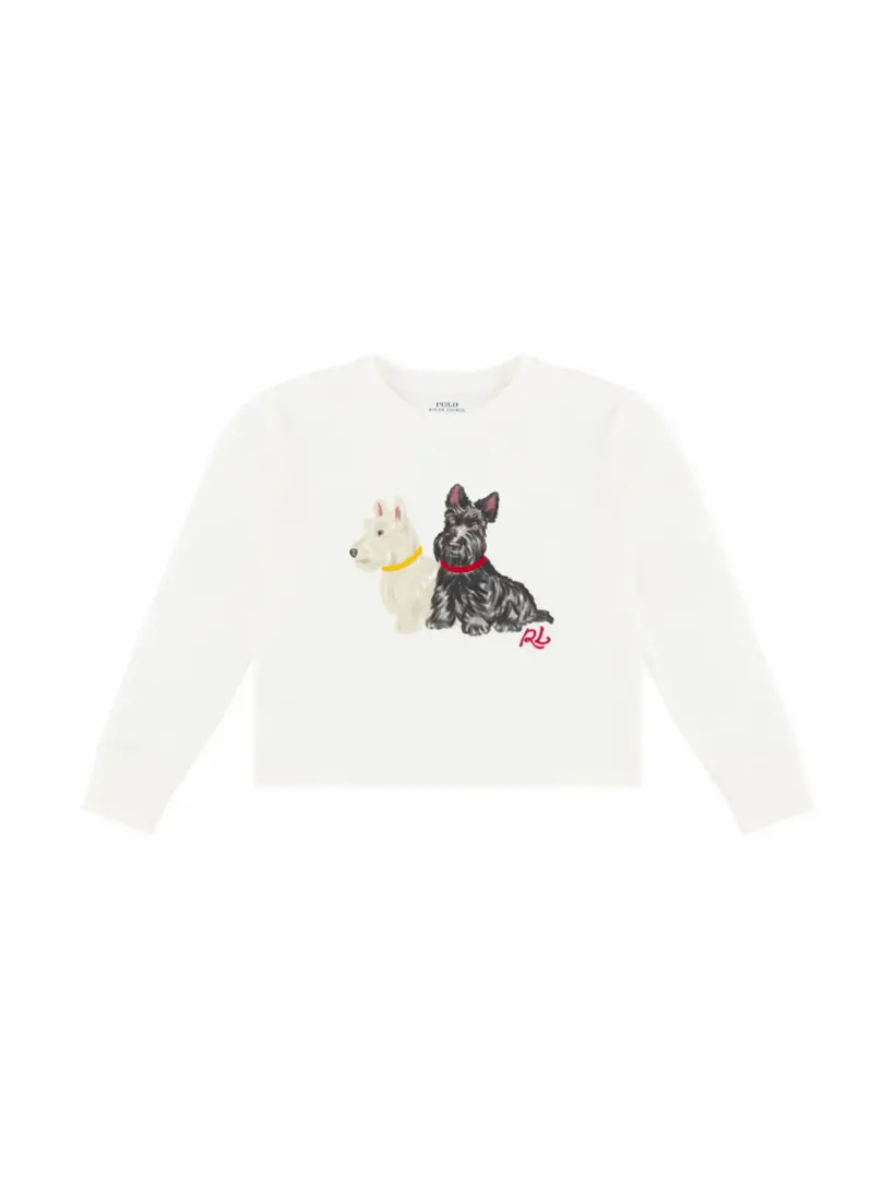 

Хлопковый лонгслив с принтом Ralph Lauren, белый