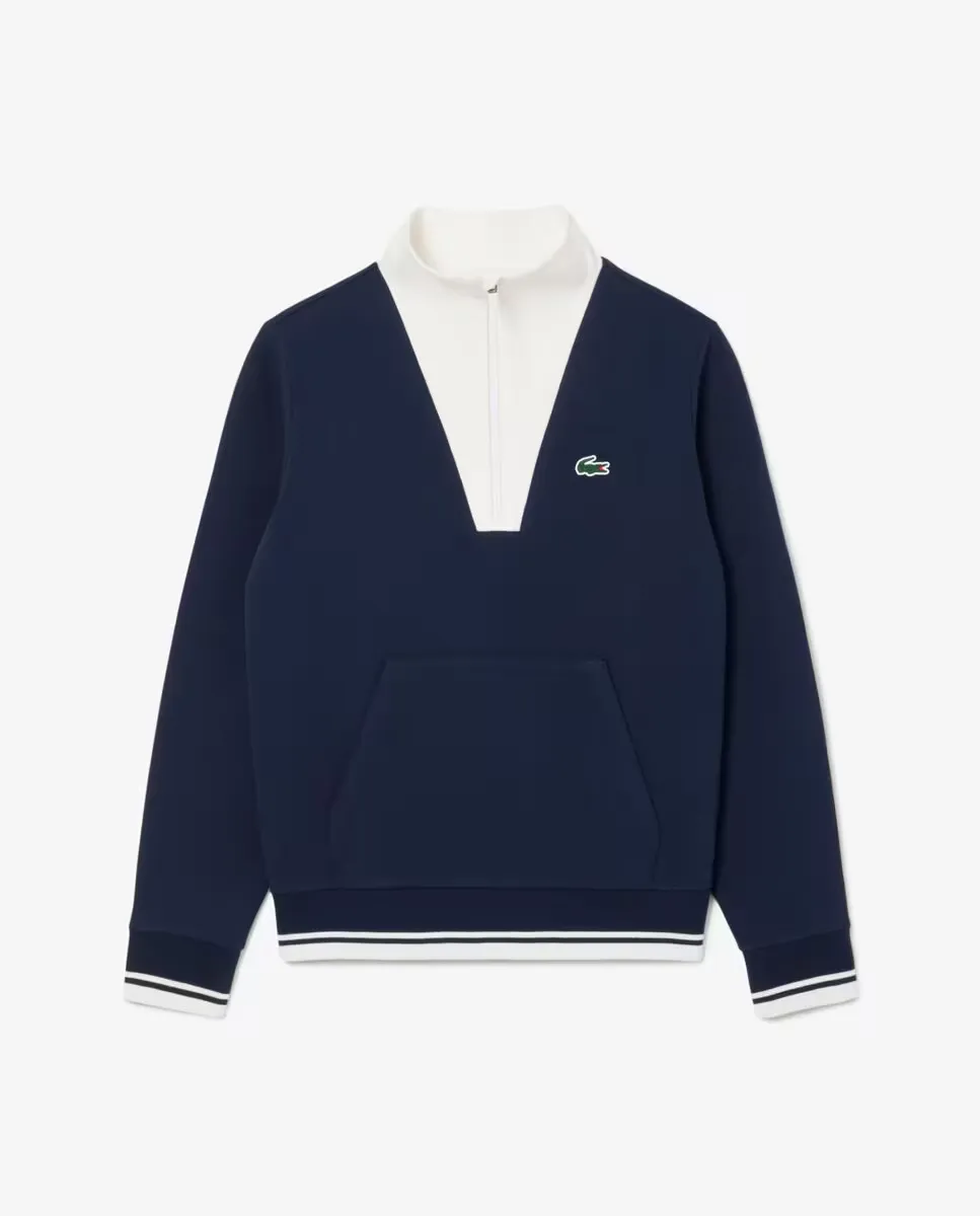 

Женская классическая теннисная толстовка с защитой от ультрафиолета Lacoste, темно-синий