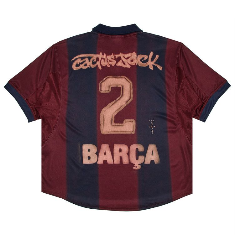 Джерси Nike FC Barcelona x Cactus Jack Retro 2000/01 Home Skeleton Jersey, Red/Blue — фото 2