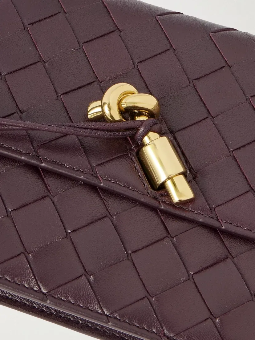Кожаный чехол Intrecciato BOTTEGA VENETA, бордовый — фото 4