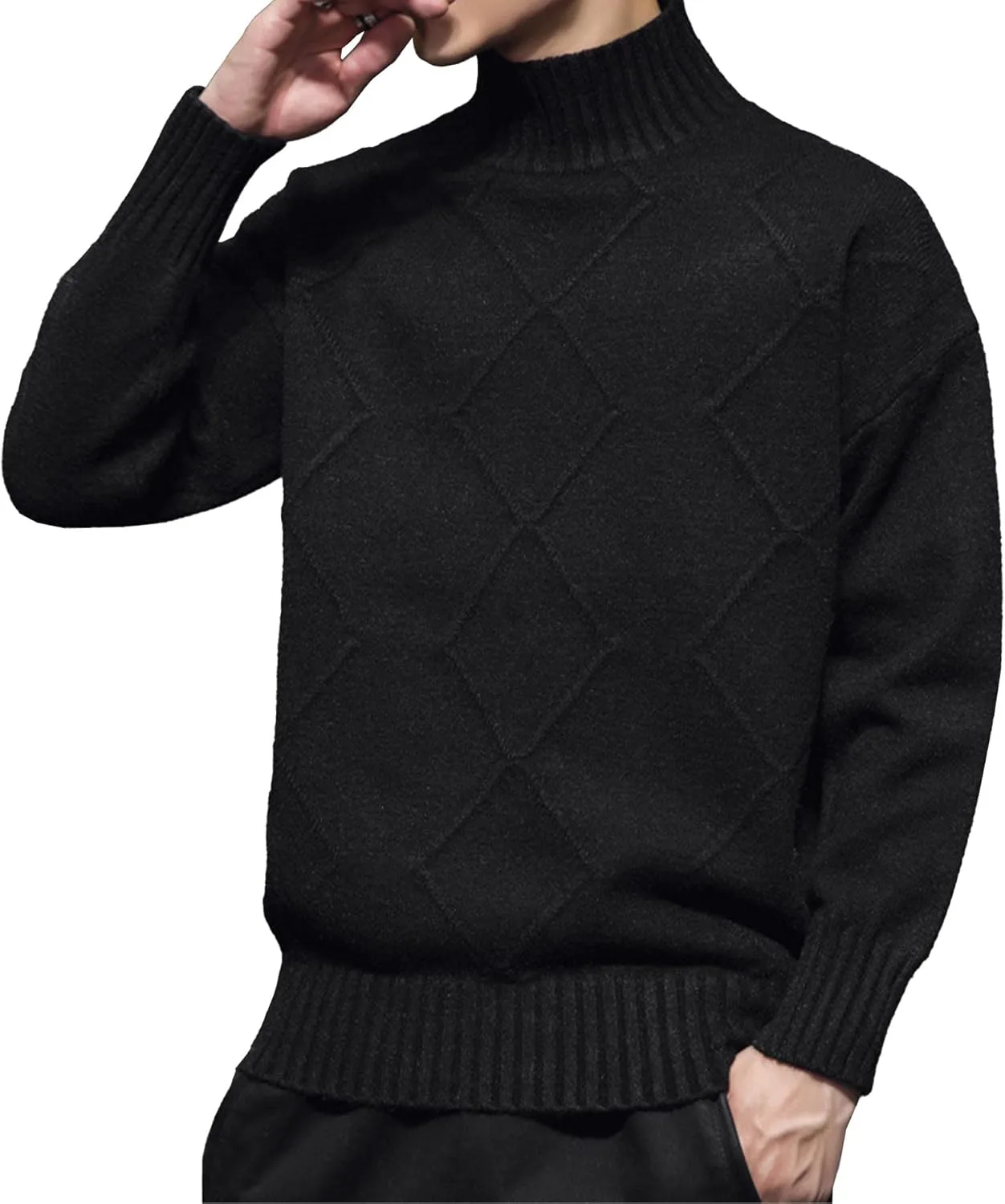 

Мужской свитер Slim Fit водолазка вязаный SOMTHRON