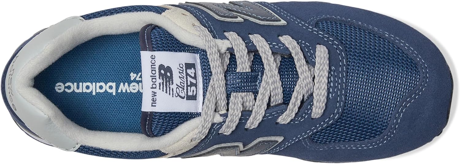 Кроссовки New Balance Kids' 574 V1 на шнуровке, белый/синий/темно-синий — фото 3