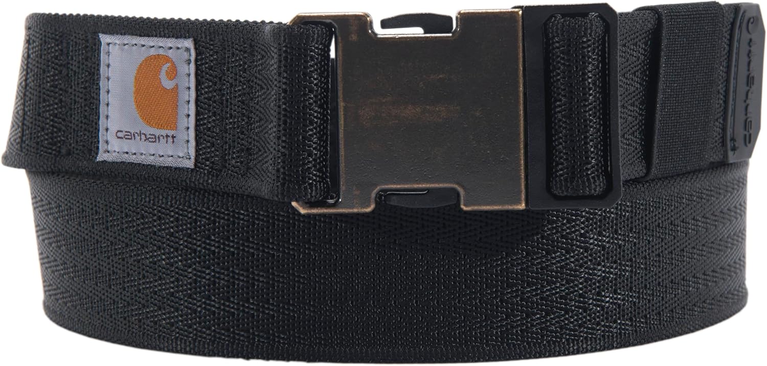 

Carhartt Men's Casual Belts, W/Heavy Duty Flexible Stitching, Available in Multiple Styles, Colors & Sizes, Rugged Flex Nylon Webbing (Black)