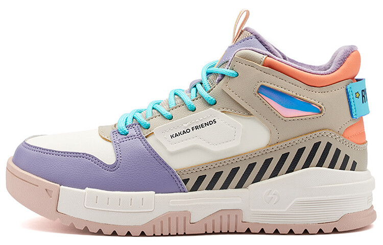 

Кеды, скейтборд обувь женская высокая белый/фиолетовый 361°