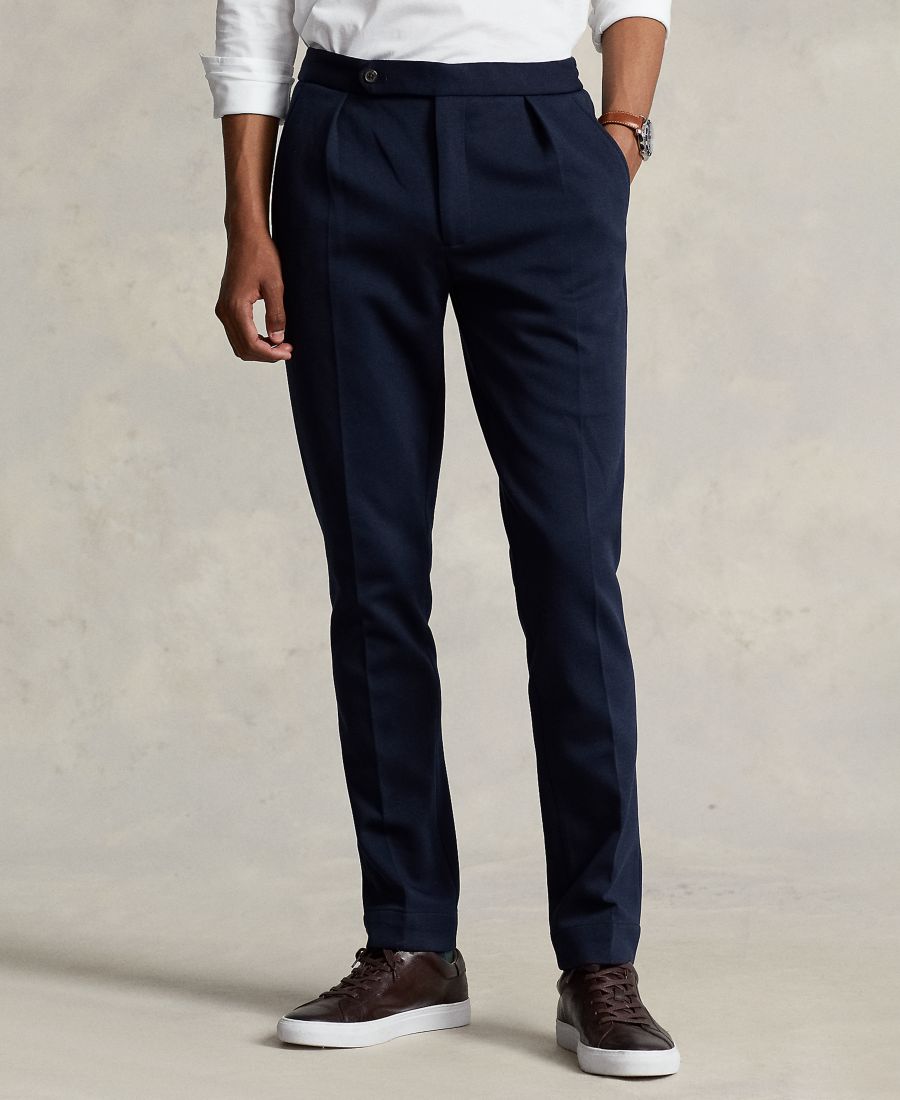Мужские плиссированные брюки из двойной вязки Polo Ralph Lauren, Aviator Navy
