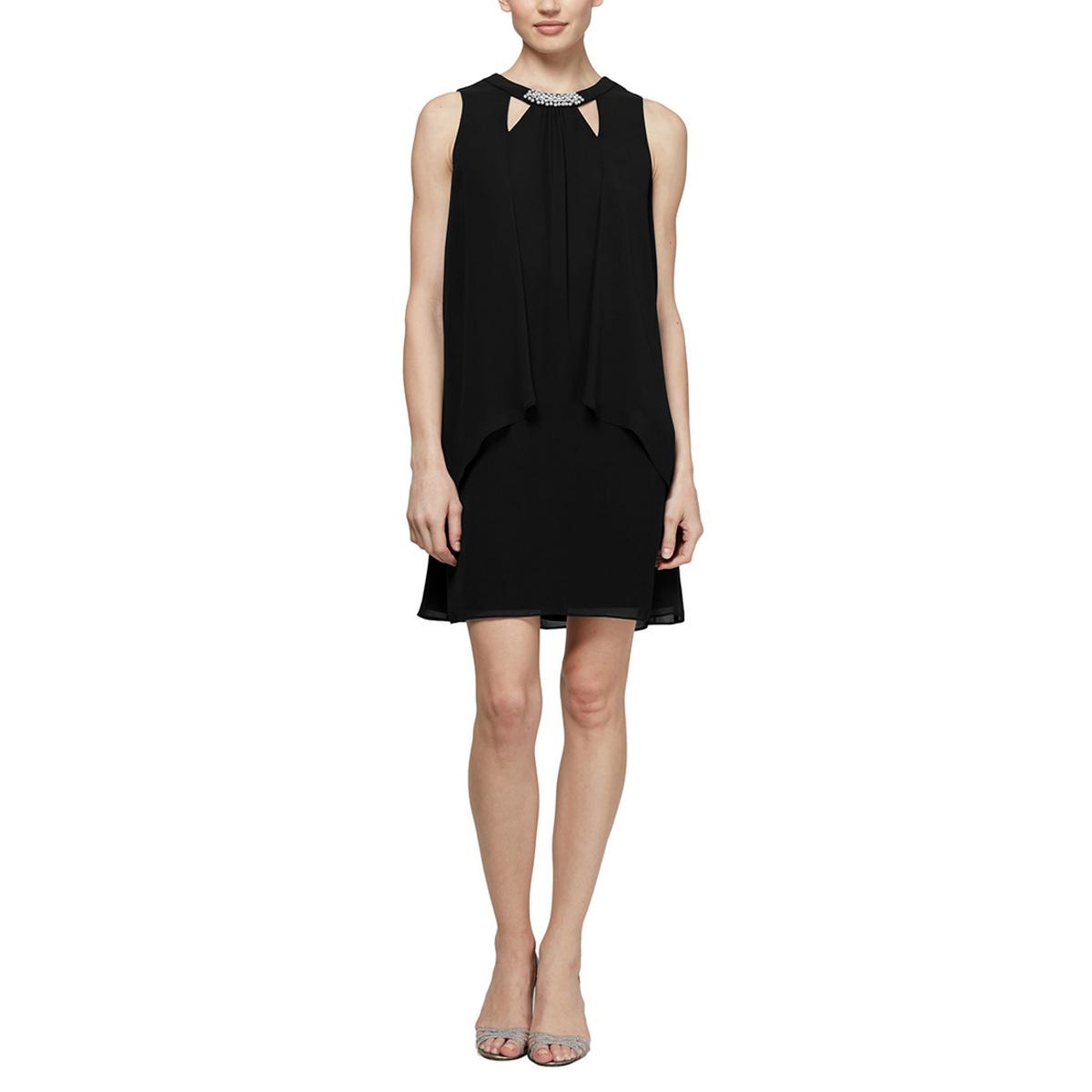 

Мини-платье Petites Womens с вырезом выше колена SLNY, черный