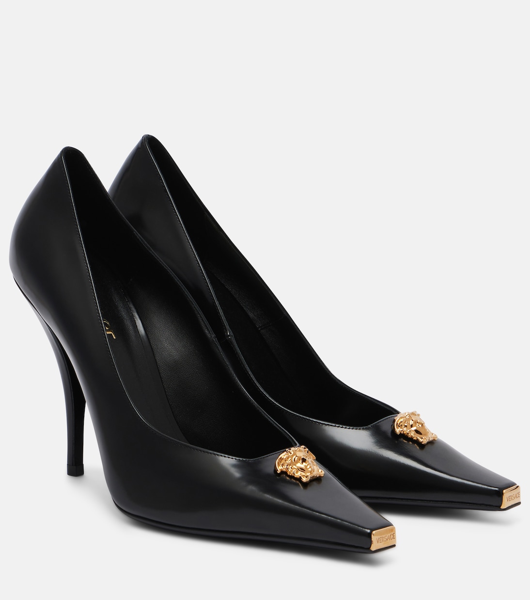 Туфли-лодочки La Medusa 105 из кожи Versace, Black-Versace Gold