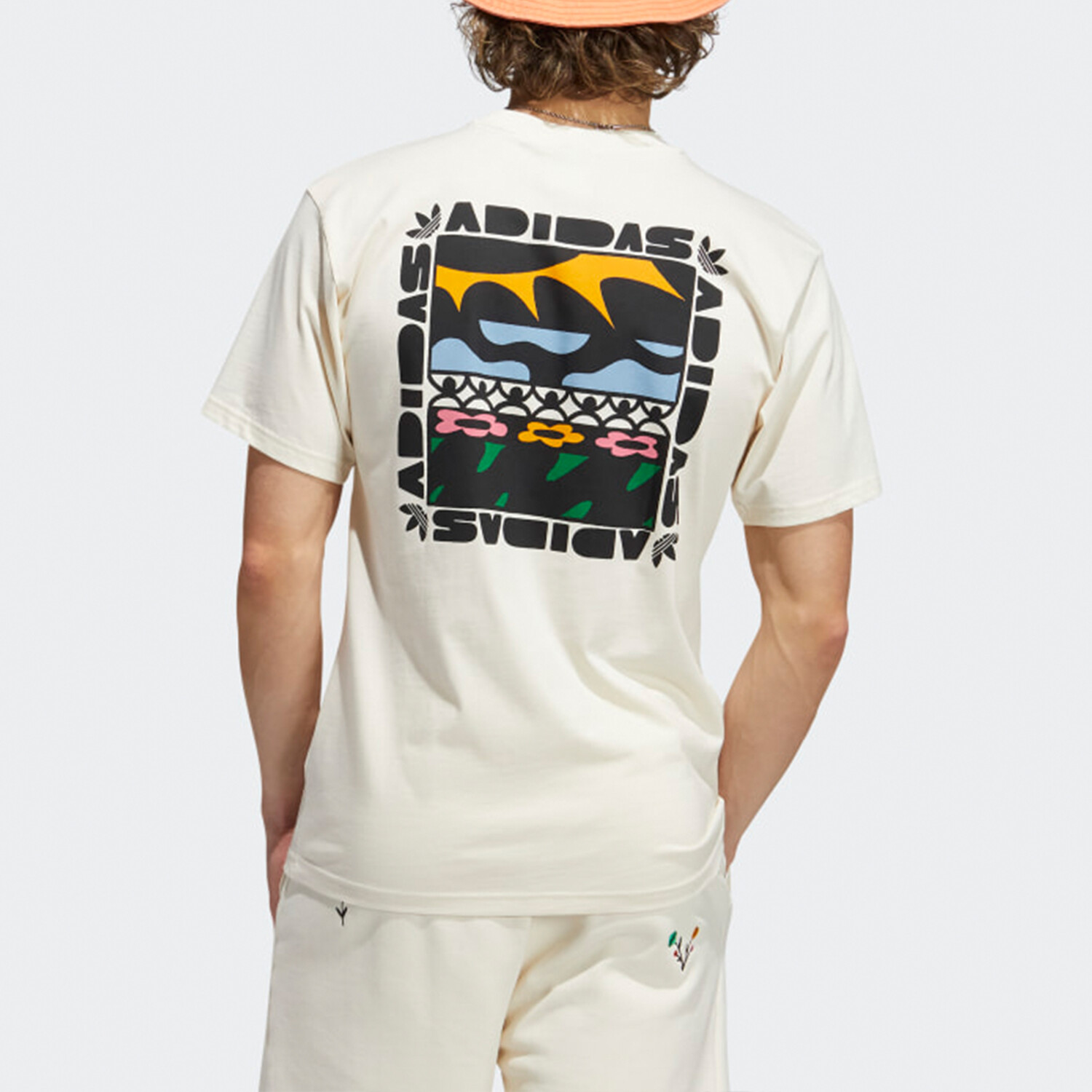 Футболка с трилистником для мужчин Off White Adidas Originals, кремовый — фото 4