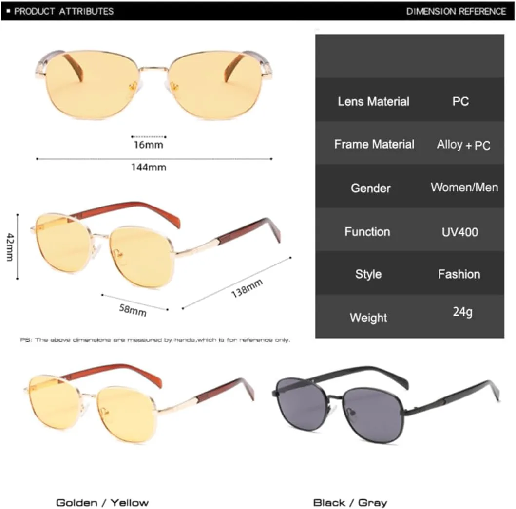 

Ретро-солнцезащитные очки в металлической оправе для женщин и мужчин, с прозрачными линзами Ocean, защитой от УФ-излучения UV400, в стиле панк TVTBBVV, Black Gray