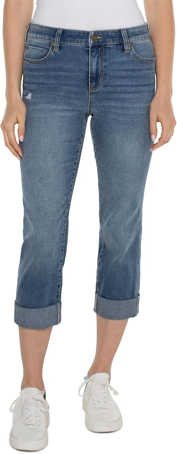 

Женские джинсы Liverpool Charlie Mid-Rise Crop Wide с подвернутыми манжетами 24"