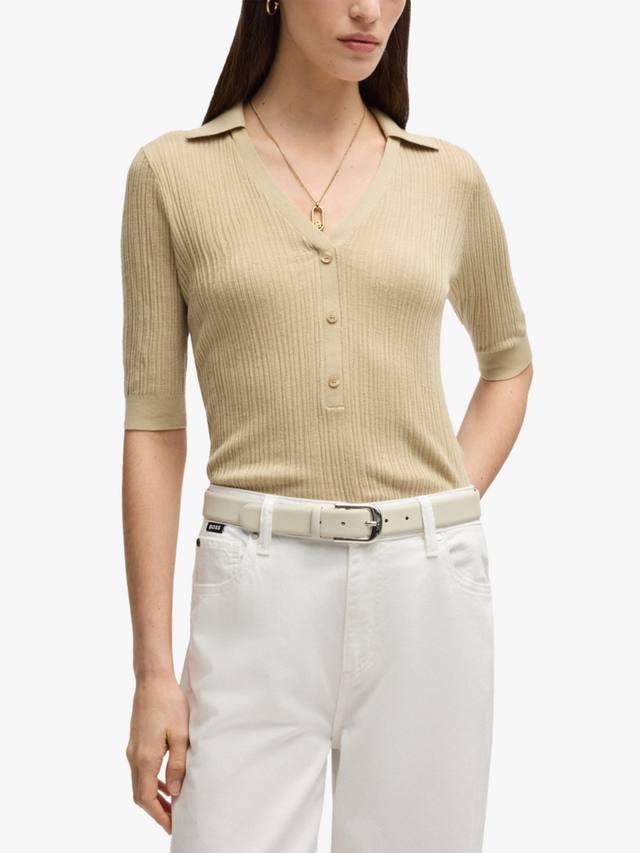 

BOSS Fabyni поло из чистой шерсти HUGO BOSS, Beige