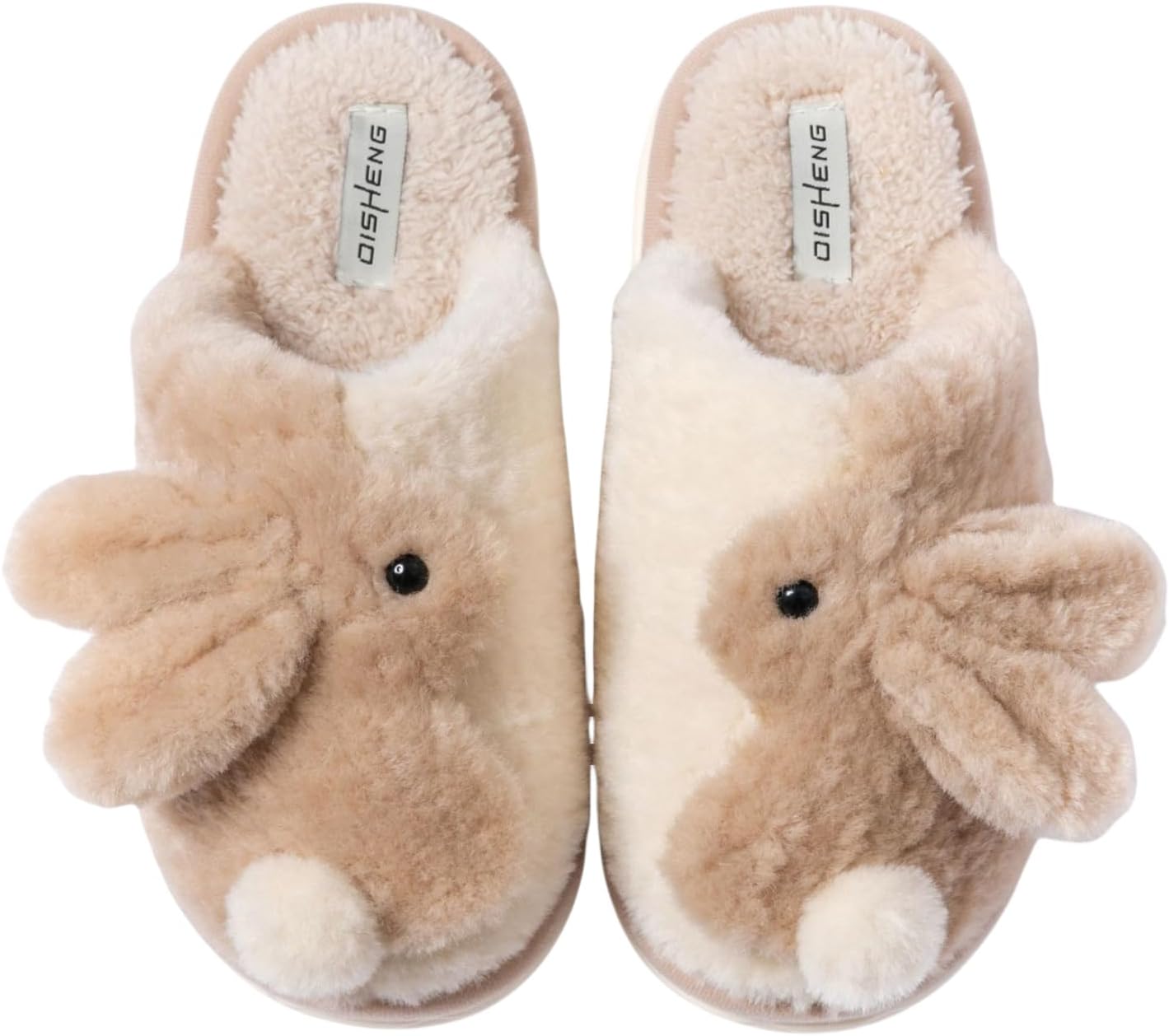 

Милые тапочки-зайчики для женщин и мужчин, кавайные плюшевые тапочки, женские и мужские пушистые тапочки, теплые уютные домашние тапочки Zigihos, хаки