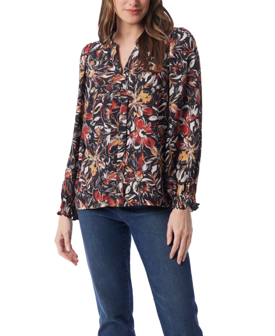 

Женская плиссированная блузка с принтом Gloria Vanderbilt, Multi Black - Floral Ballet